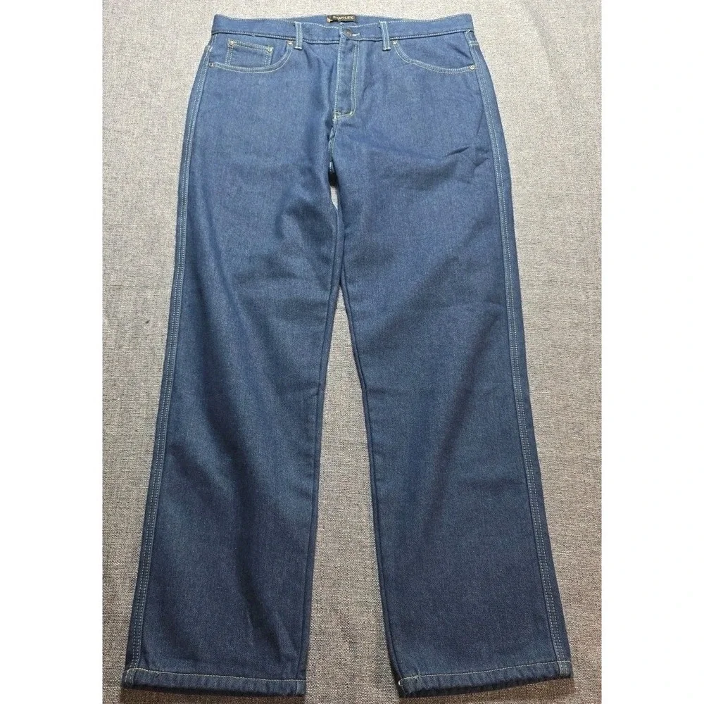 Stanley Denim Jeans Mens 36x34 Blue Fleece Lined Utility Work Wear